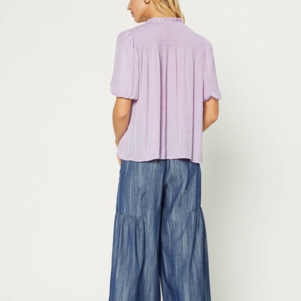 Current Air Thalia Split Neck Smocked Lavender Pi… - image 5